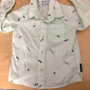 POLARN O. PYRET Sweden Blue Black Skateboard Oxford Shirt Toddler 1 - 2